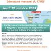 Séminaire mensuel du CRREF, le 19 octobre 2023 avec Jean-Jacques SALONE