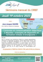 Séminaire mensuel du CRREF, le 19 octobre 2023 avec Jean-Jacques SALONE